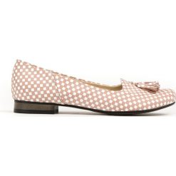 Klasyczne balerinki z motywem szachownicy - skóra naturalna - model 009 - kolor różowa szachownica. Różowe baleriny damskie Zapato, bez wzorów, ze skóry, eleganckie, na niskim obcasie, na obcasie. Za 299,00 zł.