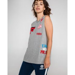 Franklin & Marshall Podkoszulek Szary. Szare podkoszulki damskie Franklin Marshall, l, z haftami, z bawełny, bez rękawów. Za 257,95 zł.
