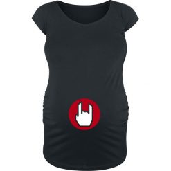 Odzież ciążowa EMP Logo T-Shirt czarny. Czarna bluzki damskie marki Odzież ciążowa, xl, z nadrukiem, z okrągłym kołnierzem. Za 36,90 zł.