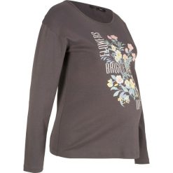 Shirt ciążowy z nadrukiem bonprix szary łupkowy. Szare koszulki damskie bonprix, z nadrukiem, bez kołnierzyka. Za 34,99 zł.