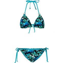 Bikini z trójkątnymi miseczkami bonprix niebieski wzorzysty. Niebieskie bikini bonprix. Za 74,99 zł.