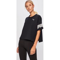 Puma - T-shirt. Różowe bluzki damskie Puma, s, z nadrukiem, z elastanu, z okrągłym kołnierzem. Za 159,90 zł.