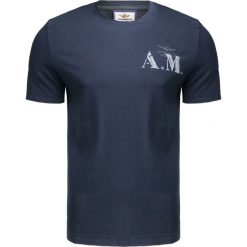 T-shirt AERONAUTICA MILITARE. Niebieskie t-shirty męskie Aeronautica Militare, z nadrukiem, z dzianiny, bez kołnierzyka. W wyprzedaży za 210,00 zł.
