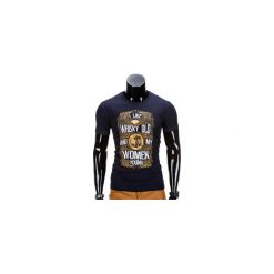 T-shirty męskie z nadrukiem: T-SHIRT MĘSKI Z NADRUKIEM S839 – GRANATOWY