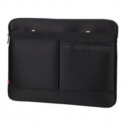 Kieszeń w kolorze czarnym na laptopa - (S)39 x (W)32 x (G)2 cm. Czarne torby na laptopa marki Victorinox, z materiału. W wyprzedaży za 209,95 zł.