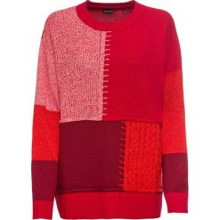 Sweter bonprix czerwony melanż. Czerwone swetry damskie bonprix, z aplikacjami, ze splotem, bez rękawów, bez kaptura. Za 109,99 zł.