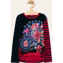Desigual - Bluzka dziecięca 104-164 cm. Czerwone bluzki dziewczęce Desigual, z nadrukiem, z bawełny, z okrągłym kołnierzem, długie. W wyprzedaży za 99,90 zł.