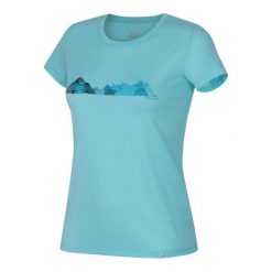 Hannah Bluzka Corey Aqua Splash 38. Niebieskie bluzki sportowe damskie Hannah, bez wzorów, ze skóry, bez kołnierzyka, bez rękawów, bez kaptura, na fitness i siłownię. Za 119,00 zł.