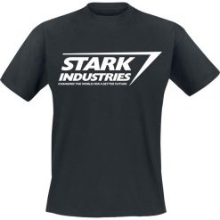 Iron Man Stark Industries T-Shirt czarny. Czarne koszulki męskie Iron Man, s, z nadrukiem, retro, z okrągłym kołnierzem. Za 89,90 zł.