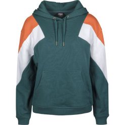Urban Classics Ladies Oversize 3-Tone Block Hoody Bluza z kapturem damska niebiesko-zeielony (petrol)/pomarańczowy/biały. Pomarańczowe bluzy damskie marki Urban Classics, xl, bez wzorów, bez rękawów, z kapturem. Za 164,90 zł.