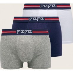 Pepe Jeans - Bokserki Saxon (3-pack). Niebieskie bokserki męskie Pepe Jeans, s, z nadrukiem, z elastanu. Za 159,90 zł.