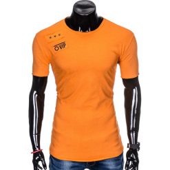 T-SHIRT MĘSKI Z NADRUKIEM S957 - POMARAŃCZOWY. Pomarańczowe t-shirty męskie marki Ombre Clothing, s, z nadrukiem. Za 29,00 zł.