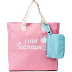 Shopper bag damskie: Torba shopper z nadrukiem i torebką bonprix różowy