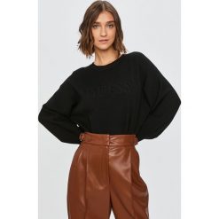 Guess Jeans - Sweter. Czarne swetry damskie Guess Jeans, s, z aplikacjami, z elastanu, z długim rękawem, długie, bez kaptura. Za 329,90 zł.