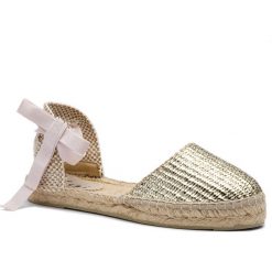 Espadryle MANEBI - Flat Valenciana F 0.1 P0 Platinum Lurex. Żółte espadryle damskie Manebi, bez wzorów, z tworzywa sztucznego, bez obcasa. W wyprzedaży za 299,00 zł.