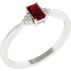 Złoty pierścionek z diamentami i syntetycznym granatem. Szare pierścionki damskie Art of Diamond & Co., z granatem, złote. W wyprzedaży za 439,95 zł.