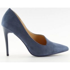 Szpilki asymetryczne niebieskie C-11 BLUE. Niebieskie czółenka damskie z zamszu, eleganckie. Za 41,94 zł.