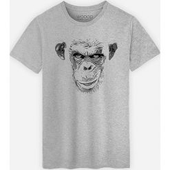 Koszulka "Evil Monkey" w kolorze szarym. Szare koszulki męskie Wooop, xxl, z nadrukiem, z bawełny, z okrągłym kołnierzem, bez rękawów. W wyprzedaży za 56,95 zł.