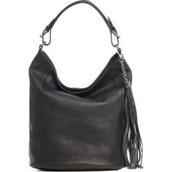 Shopper bag damskie: Skórzana torebka w kolorze czarnym – 36 x 20 x 38 cm