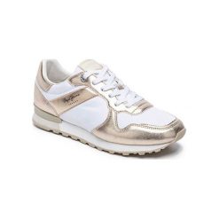Sneakersy w kolorze złoto-białym. Żółte sneakersy damskie Melissa, Pepe Jeans, z materiału. W wyprzedaży za 139,95 zł.
