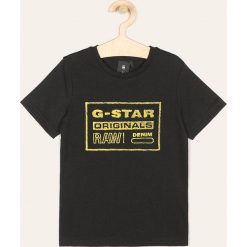G-Star Raw - T-shirt dziecięcy 128-176 cm. Czarne t-shirty chłopięce G-Star RAW, z nadrukiem, z bawełny, bez rękawów. W wyprzedaży za 79,90 zł.