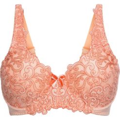 Biustonosz minimizer na fiszbinach bonprix łososiowo-czerwona pomarańcza. Pomarańczowe biustonosze bonprix, z haftami. Za 59,99 zł.