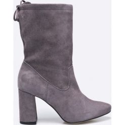 Wojas - Botki. Szare buty zimowe damskie Wojas, z materiału, na obcasie. W wyprzedaży za 219,90 zł.