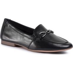 Półbuty TAMARIS - 1-24211-24 Black Leather 003. Czarne półbuty damskie Tamaris, bez wzorów, ze skóry, bez obcasa, na płaskiej podeszwie, bez zapięcia. W wyprzedaży za 229,00 zł.