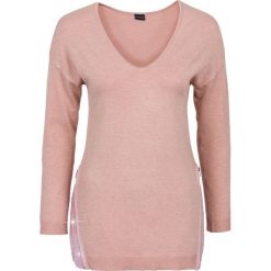 Sweter z aplikacją z cekinów bonprix stary jasnoróżowy melanż. Czerwone swetry klasyczne damskie bonprix. Za 99,99 zł.