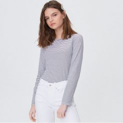 Bluzka w paski - Biały. Białe bluzki damskie Sinsay, s, w paski, bez kołnierzyka, bez rękawów. Za 19,99 zł.
