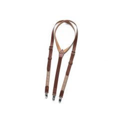 Szelki z bydlęcej skóry "Brown Cappuccino". Pomarańczowe paski męskie Soospenders, w paski, ze skóry, eleganckie. Za 239,00 zł.
