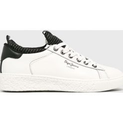 Pepe Jeans - Buty. Białe buty sportowe damskie Pepe Jeans, bez wzorów, z jeansu, sportowe. W wyprzedaży za 189,90 zł.