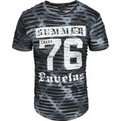 Koszulka męska t-shirt z nacięciami niebieski Recea. Niebieskie koszulki męskie Recea, xl, z aplikacjami, z bawełny, bez kołnierzyka, bez rękawów. W wyprzedaży za 29,99 zł.