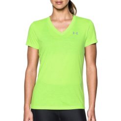 Topy sportowe damskie: Under Armour Koszulka damska Threadborne Train Twist V-Neck zielona r. XS (12896519)