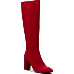 Kozaki NESSI - 911/N Czerwony W. Czerwone buty zimowe damskie Nessi, z materiału, na obcasie. Za 431,00 zł.