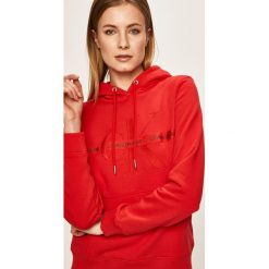 Calvin Klein Jeans - Bluza. Czerwone bluzy damskie Calvin Klein Jeans, s, z aplikacjami, z bawełny, bez rękawów, z kapturem. Za 449,90 zł.