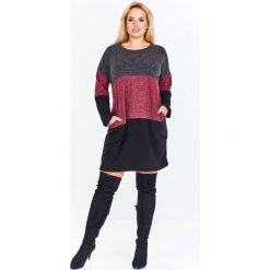 Sukienka oversize do kolan w pasy. Sukienki damskie e-margeritka.pl, na co dzień, s, bez wzorów, z elastanu, bez kołnierzyka, z długim rękawem, długie, midi, proste. Za 129,99 zł.