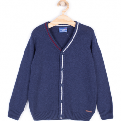 Sweter. Niebieskie swetry chłopięce ELEGANT JUNIOR BOY, bez wzorów, z dzianiny, bez kołnierzyka. Za 29,90 zł.