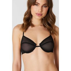 Biustonosze bardotka: NA-KD Lingerie Biustonosz z siateczkowymi miseczkami – Black