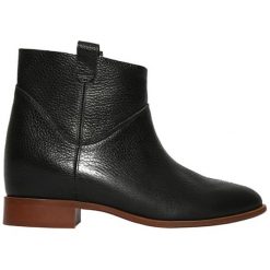 Botki damskie: Skórzane botki w kolorze czarnym