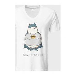 Koszulka męska v-neck Too fat to Bat. Koszulki męskie MegaKoszulki, m, bez wzorów, z bawełny, klasyczne, bez kołnierzyka, bez rękawów. Za 54,90 zł.