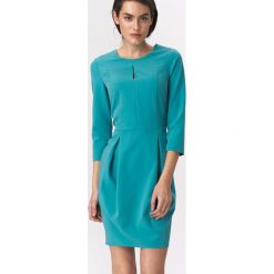 Turkusowa sukienka tulipan. Niebieskie sukienki damskie NIFE, xl, bez wzorów, z elastanu, bez kołnierzyka, bez rękawów, tulipan. Za 209,00 zł.
