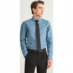 Wzorzysta koszula slim fit - Turkusowy. Niebieskie koszule męskie slim marki Reserved, m. Za 139,99 zł.