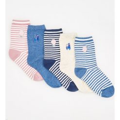 Kapcie damskie: 5 pack skarpet – Kremowy