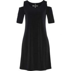 Sukienka shirtowa bonprix czarny. Czarne sukienki damskie bonprix, bez wzorów, bez kołnierzyka, z krótkim rękawem, krótkie, mini. Za 74,99 zł.