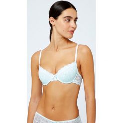 Etam - Biustonosz Cherie Cherie. Niebieskie biustonosze Etam, w koronkowe wzory, z elastanu. W wyprzedaży za 124,90 zł.