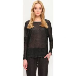 Sweter długi rękaw damski luźny, reglan. Szare swetry damskie Top Secret, bez wzorów, z długim rękawem, długie, bez kaptura. W wyprzedaży za 19,99 zł.