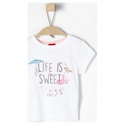 S.Oliver T-Shirt Dziewczęcy 92 Biały. Białe bluzki dziewczęce marki S.Oliver, z nadrukiem, z jersey. Za 35,00 zł.
