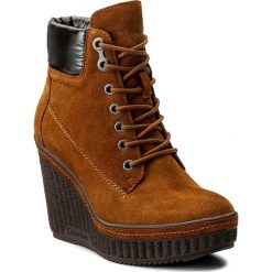 Botki CALVIN KLEIN JEANS - Sage R0580 Camel/Black. Brązowe buty zimowe damskie Calvin Klein Jeans, z jeansu, na obcasie. W wyprzedaży za 379,00 zł.