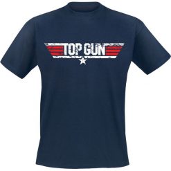 Top Gun Distressed Logo T-Shirt granatowy. Niebieskie t-shirty męskie z nadrukiem marki Reserved, l, z okrągłym kołnierzem. Za 74,90 zł.